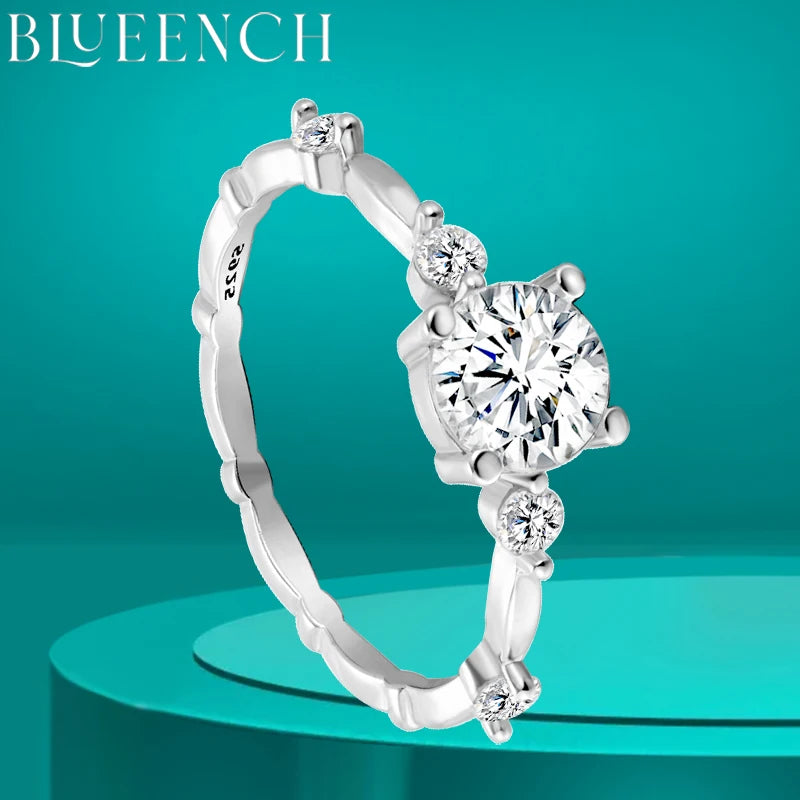 BLUEENCH D Color VVS1 Moissanite Engagement Ring – 925 Sterling Silver Wedding Band for Women with Certificate