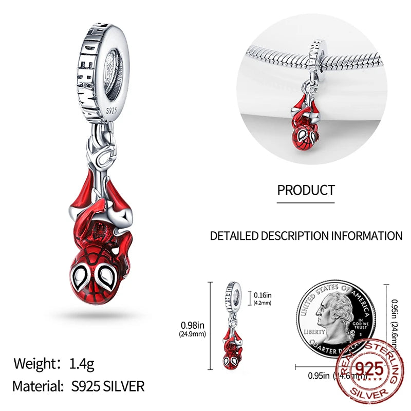MINISO Marvel 925 Sterling Silver Charms Deadpool Wolverine Beads for Bracelet DIY Jewelry