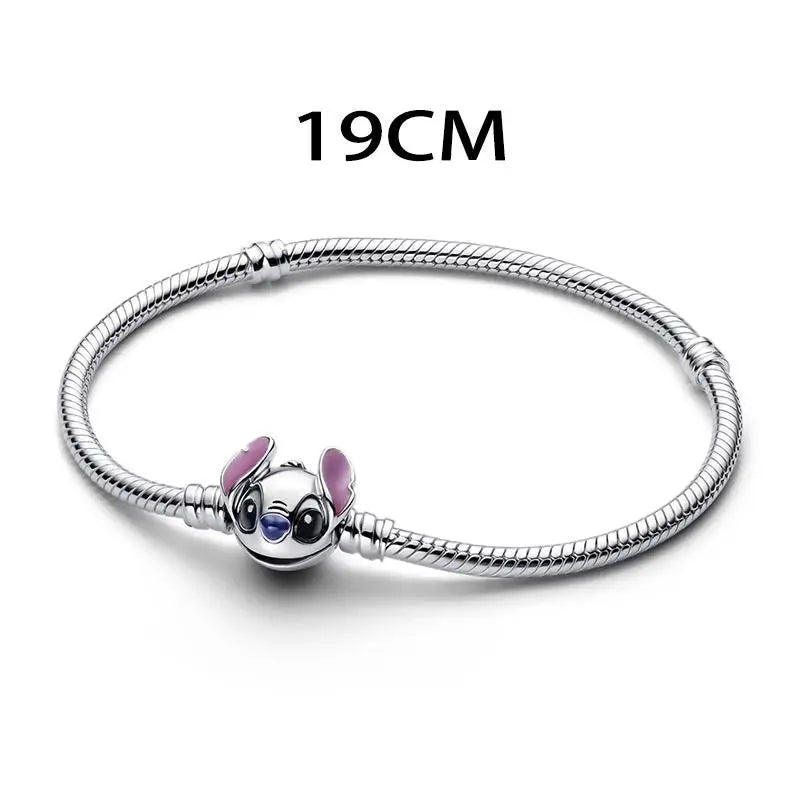 Hot Sale New Disney Cartoon Animal 925 Sterling Silver Lilo & Stitch Charm Bead Bracelet
