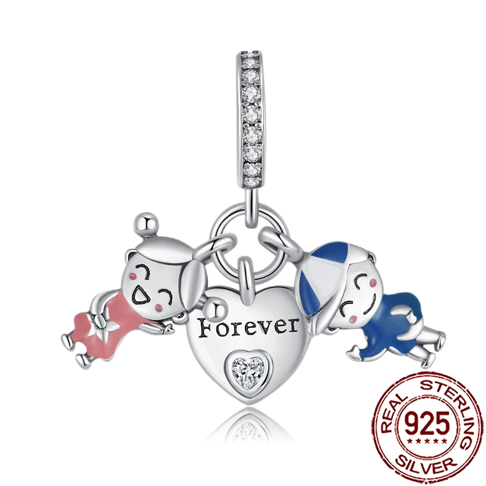 2025 New 925 Sterling Silver Family Love Heart Charm Beads | Sister, Daughter & Mother Pendant for Bracelets & DIY Jewelry