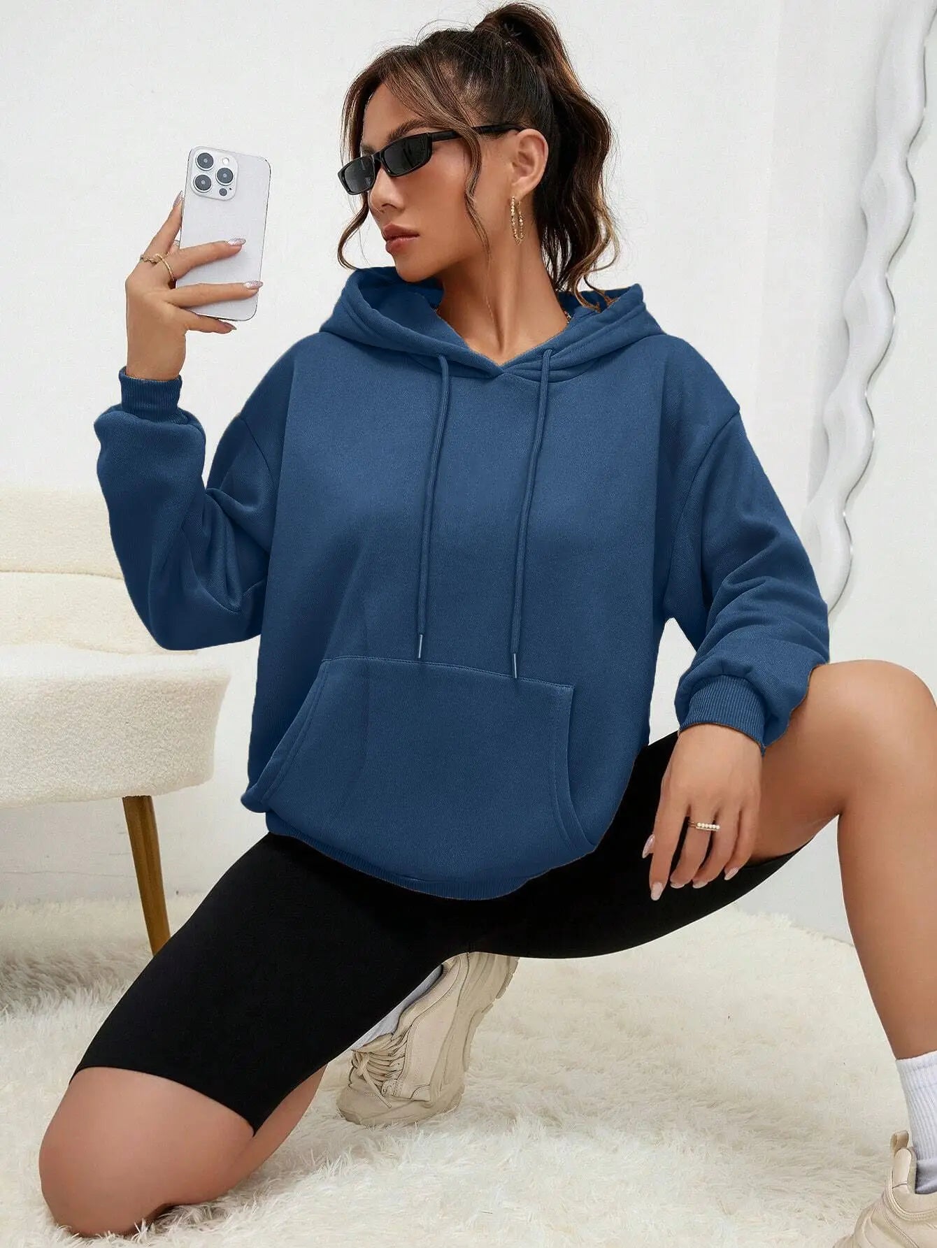 Solid Color Women’s Hoodie | Autumn Casual Fleece Pocket Hoodies | Unisex Streetwear