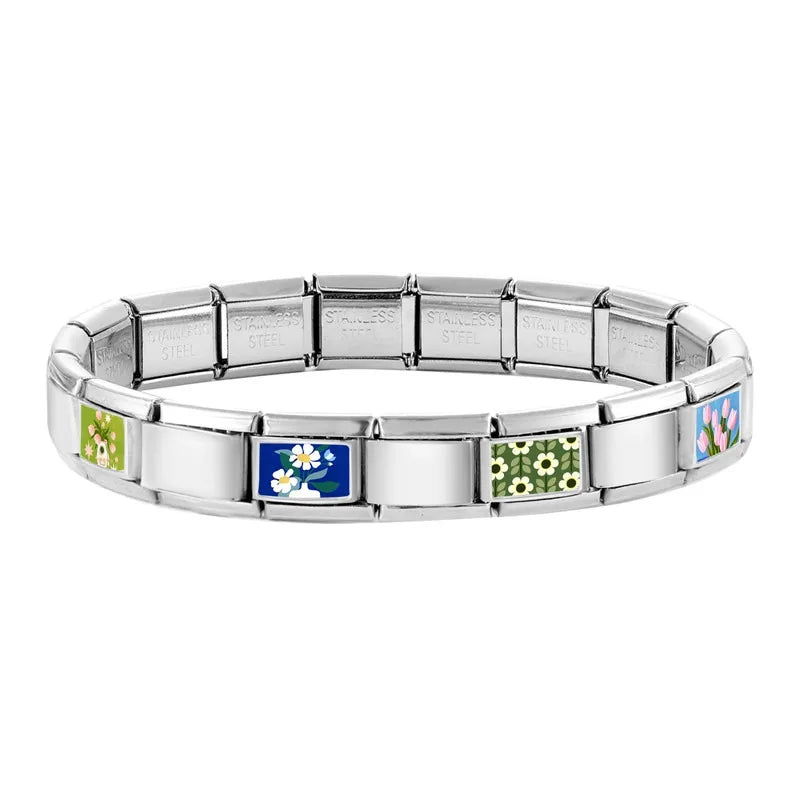 2025 Original Y2K Colorful Cute Cartoon Cats Dogs Italian Charm Links Fit 9mm Stainless Steel Bracelet Men Women DIY Making Gift