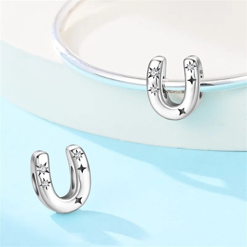 Classic 925 Sterling Silver A–Z Alphabet Charms | Letter Beads with Stars Fit Original Bracelet DIY Jewelry for Women