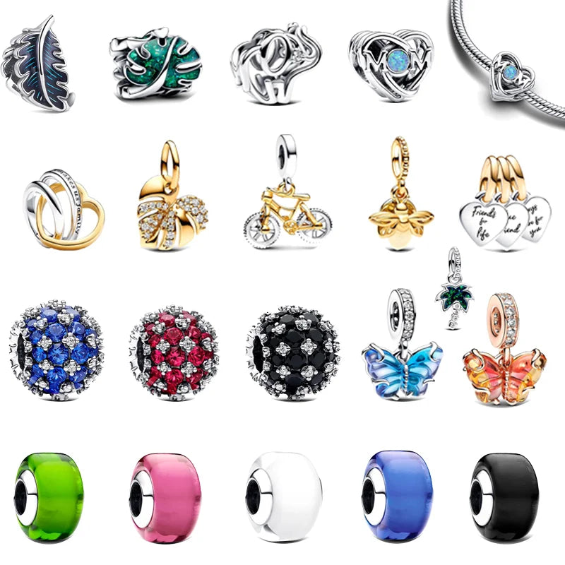 New 925 Sterling Silver Black & White Zircon Bee Butterfly Charms | Fit Original Bracelet Pendant DIY Women Jewelry Gift