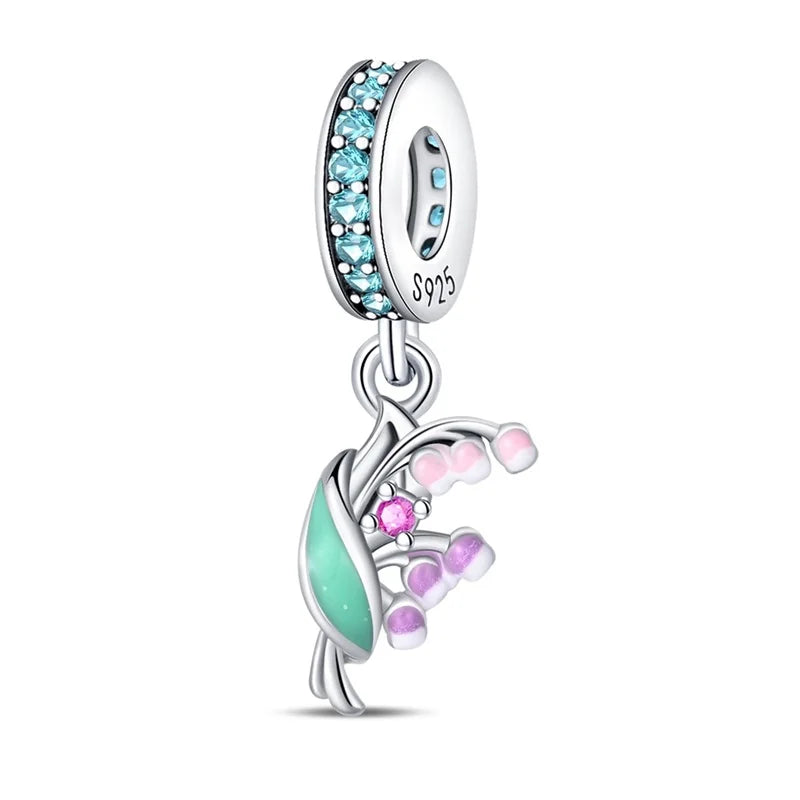 2025 925 Silver Daisy Tulip Pansy Flower Charms Bead | Fit 3mm Original Bracelets DIY Jewelry Gift