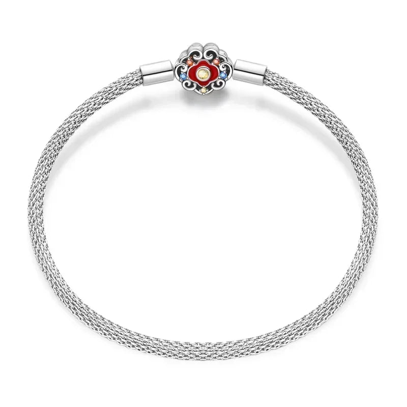 925 Sterling Silver Heart & Star Moon Bracelet | Pave Zirconia Snake Chain, Cat Claw Love Bangle for DIY Jewelry