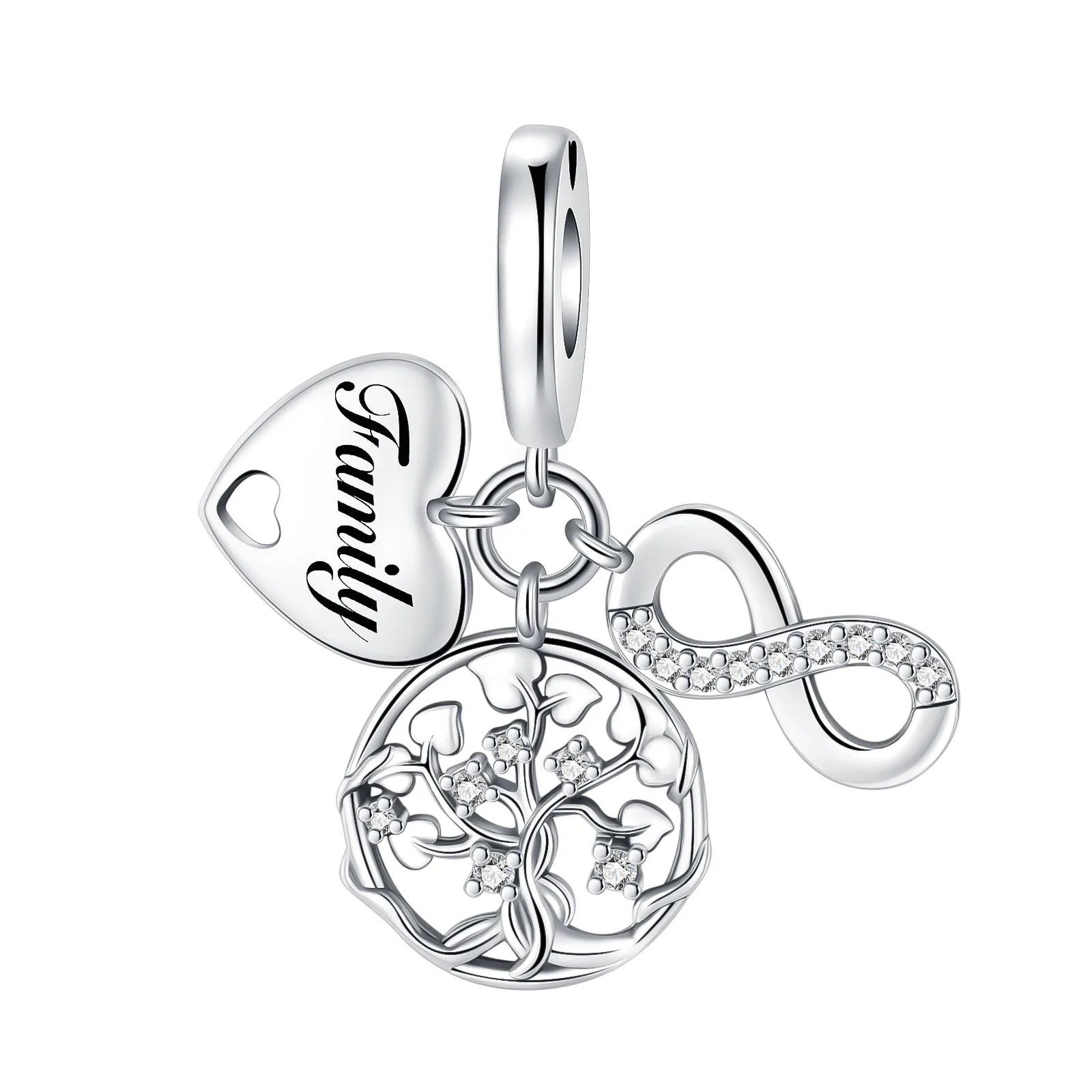 925 Sterling Silver Family Tree of Life Cross Pendant Charm – Fits 4mm Bracelet DIY Jewelry Gift for Women