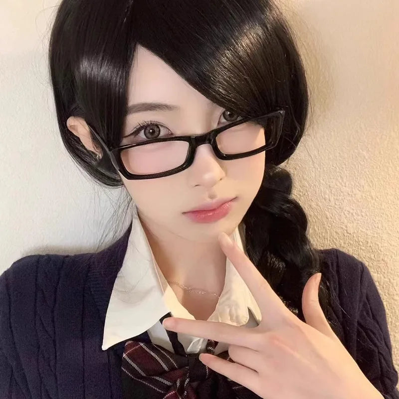 Japanese Korean Small Square Frame Glasses for Women – Retro Harajuku Clear Reading & Blue Light Blocking Eyewear