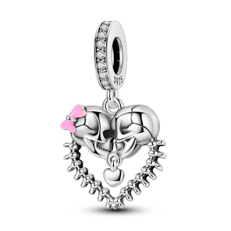 925 Sterling Silver Star, Moon & Heart Safety Chain | CZ Beads Angel Wing Charm for Original Bracelet DIY Jewelry