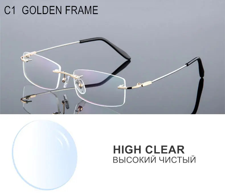 Titanium Alloy Rimless Glasses – Custom Prescription Eyewear for Men & Women | Anti Blue Ray & Photochromic Lenses