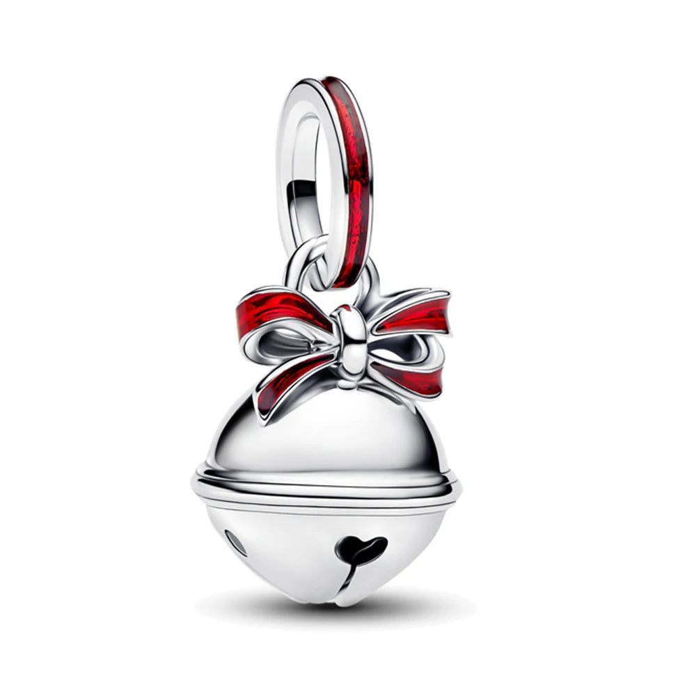Sparkling Christmas Butterfly Bell Moon Charms | 925 Silver Beads Fit Original Pan Bracelet | DIY Women Jewelry New Year Gift