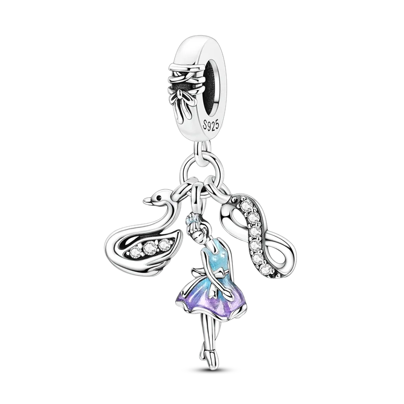 925 Sterling Silver Zircon Bowknot Heart Balloon Charms | Original Pendant Beads Fit Bracelet DIY Fine Jewelry for Women