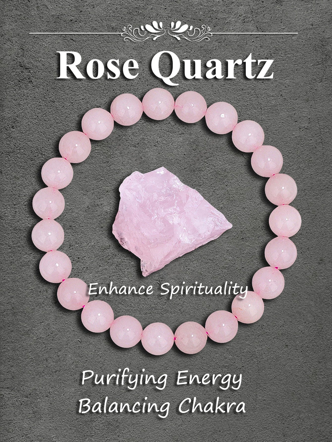 Original Pink Zebra Stone Bead Bracelet – Natural Reiki Healing Crystal Jewelry for Positive Energy & Balance Women Men