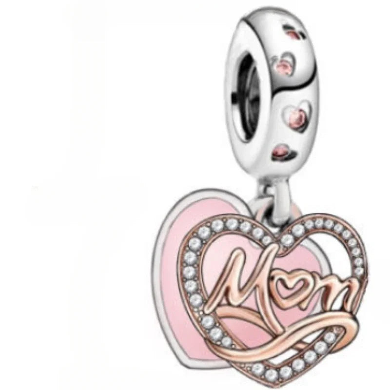 925 Sterling Silver Golden Heart Lock & Birthday Candle Charm | Fit Original Pandora Bracelet DIY Jewelry