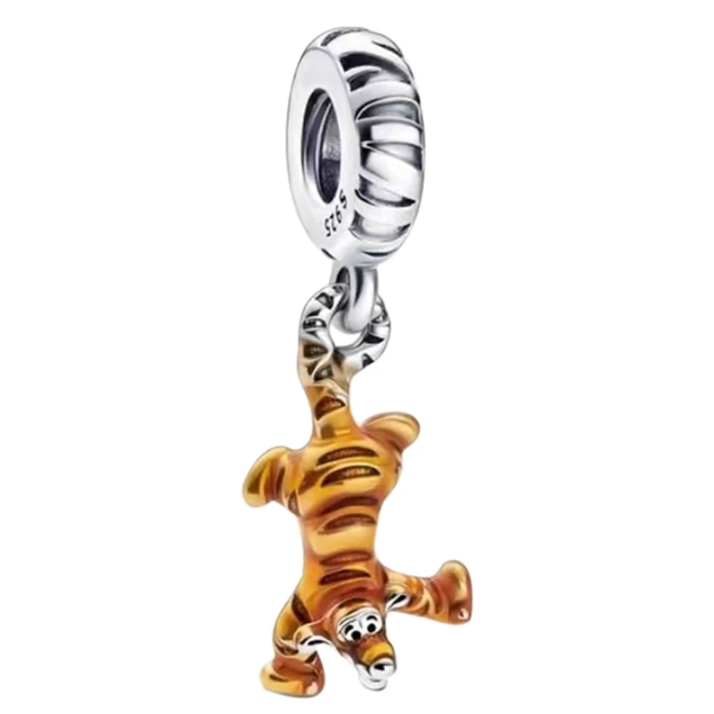 Miniso Disney 925 Silver Tiger & Lion Winnie The Pooh Charm Bead | Fit Original Bracelets & Necklaces DIY Women’s Jewelry