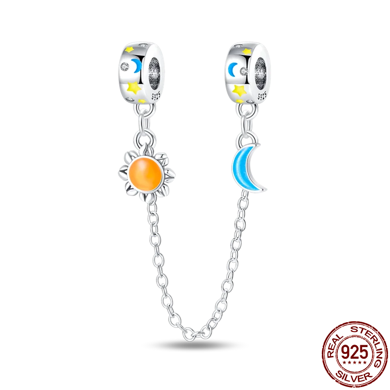 925 Sterling Silver Silicone Spacer Beads & Safety Chain | Clasp Charms Fit Original Pandora 3mm Bracelet – Women’s Jewelry