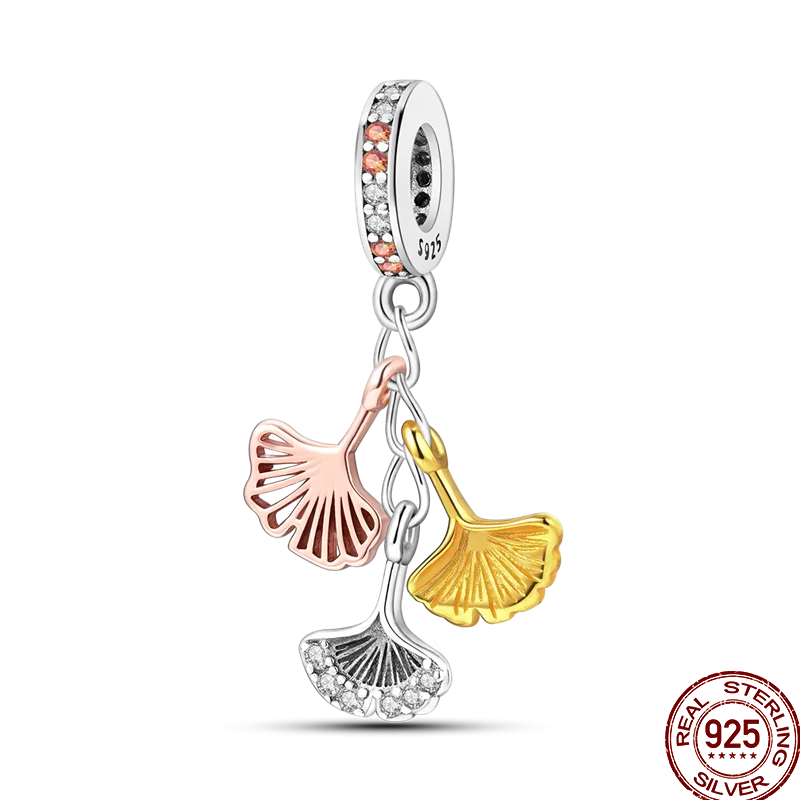 925 Sterling Silver Golden Zircon Saturn Flower Butterfly Charm Bead Fit 3MM Original Bracelet Women DIY Jewelry