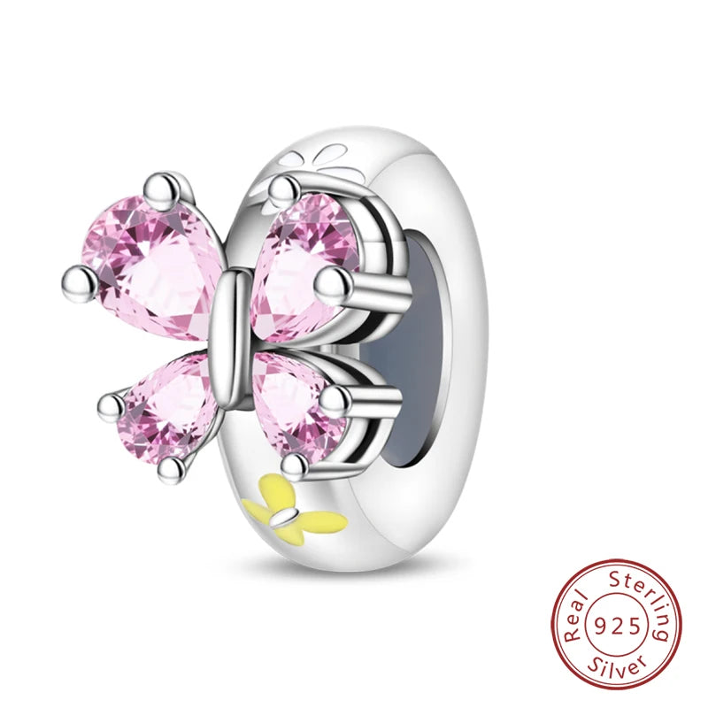 100% 925 Sterling Silver Rainbow Zircon Butterfly & Dragon Charms – DIY Bracelet Beads