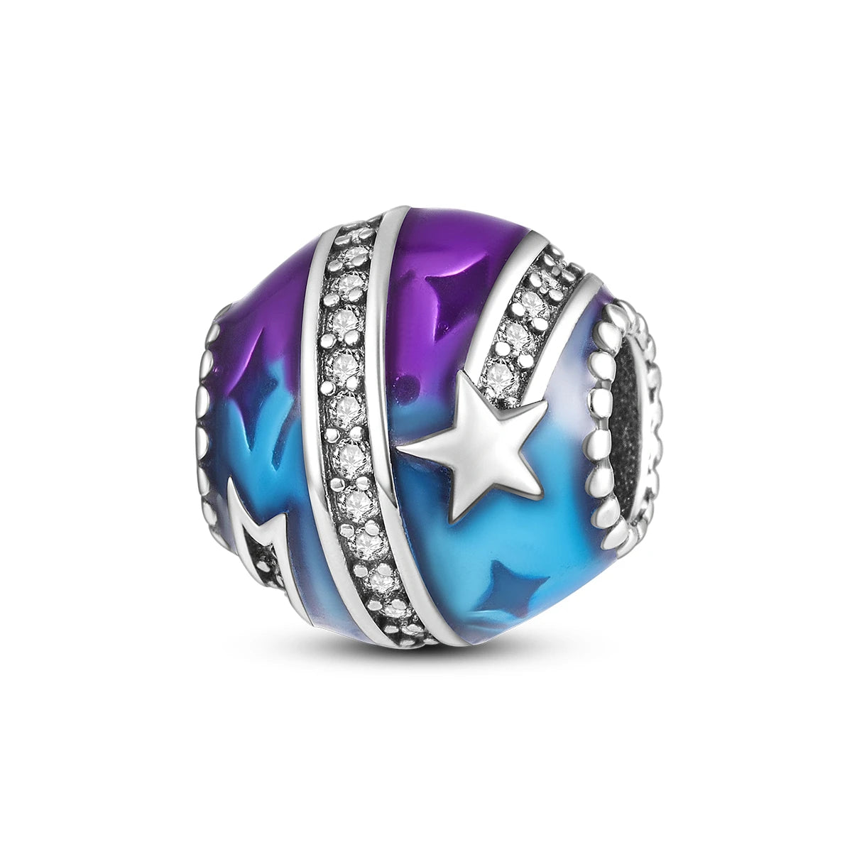 Silver Plated Colorful Glowing Moon & Stars Rainbow Dangle Charms | Fit Original Bracelet & Necklace | Women’s Jewelry Beads