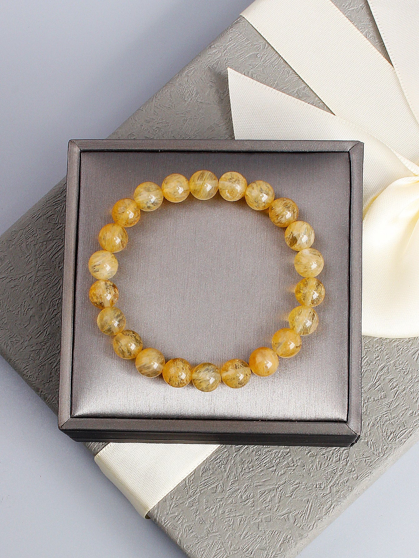 Natural Yellow Citrine Stone Bead Bracelet – Wealth, Success & Positive Energy Healing Crystal Jewelry Gift for Women