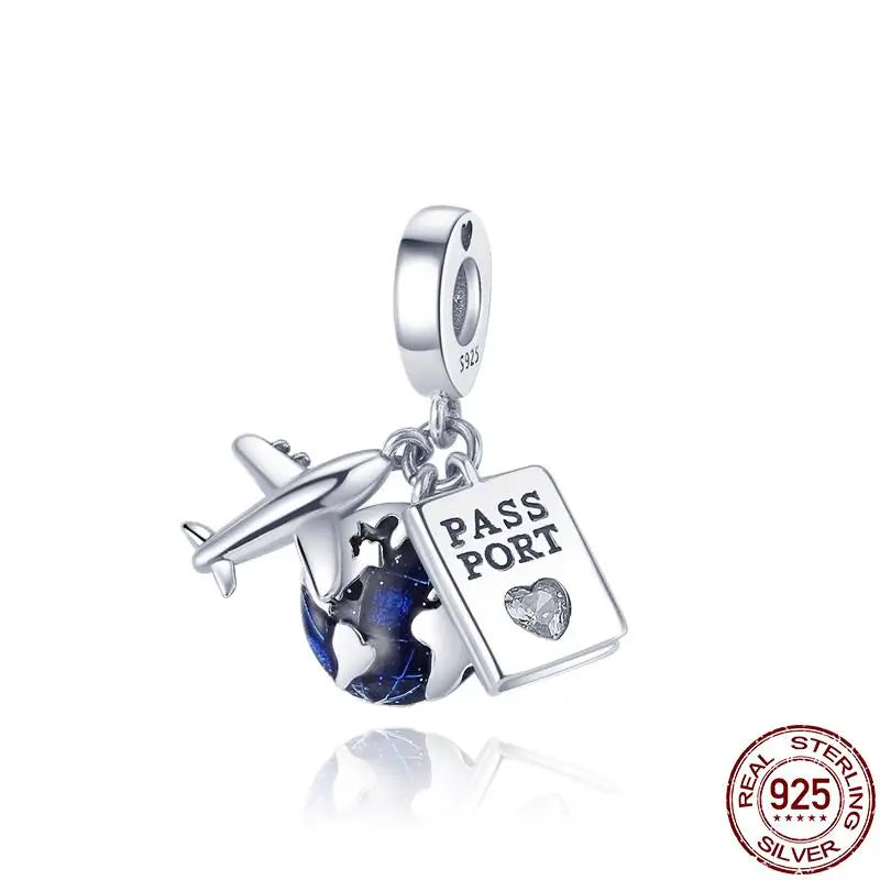 2023 New 925 Sterling Silver Earth Plane & Hot Air Balloon Travel Charms – Fits Pandora Original Bracelets DIY Jewelry