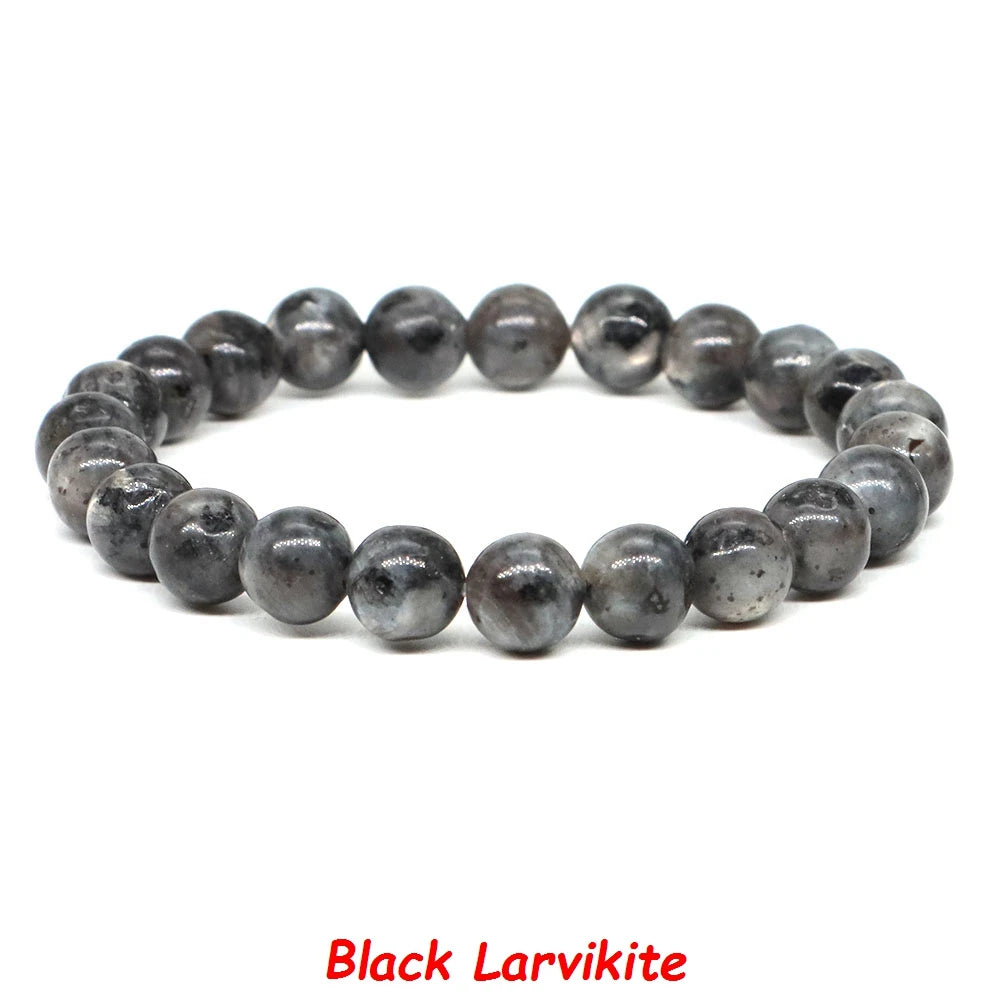 Natural Stone Healing Crystal Bracelet | Amethyst, Quartz & Agate Round Beads Elastic Stretch Bangle for Women & Men