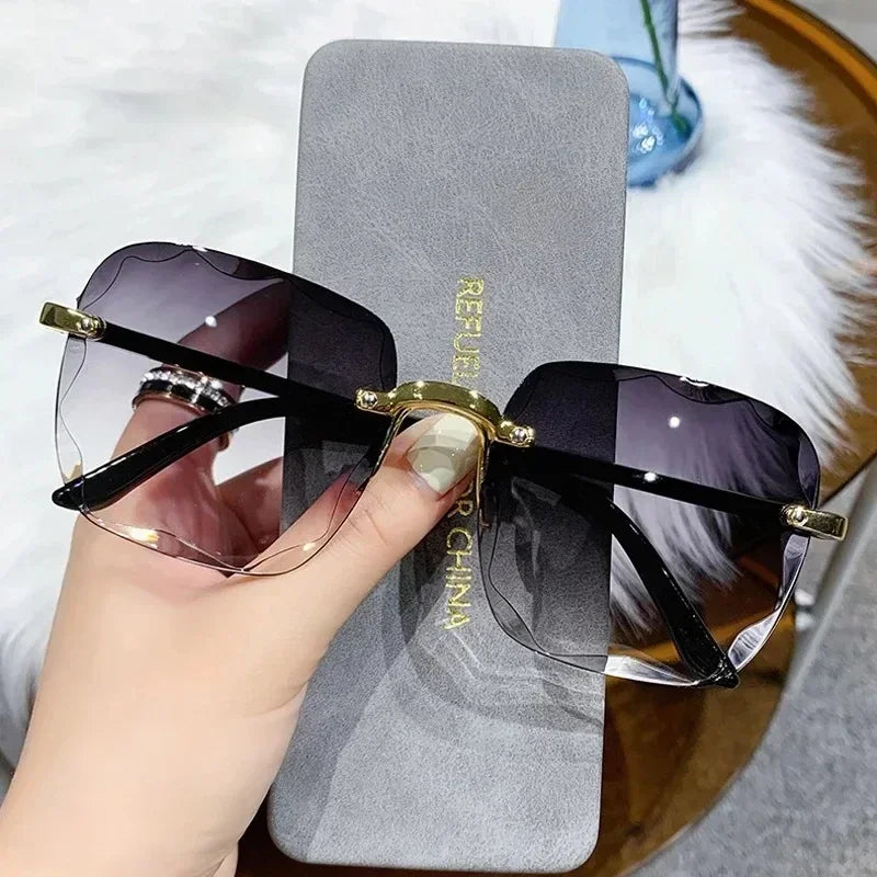 2024 New Rimless Women's Sunglasses – Fashion Gradient Lenses with Alloy Legs | Classic Designer UV400 Sun Shades