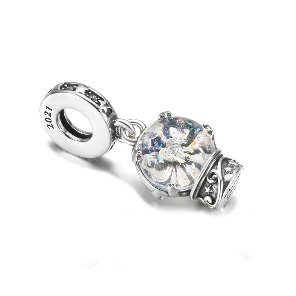 925 Sterling Silver Blue Planet & Dolphin Galaxy Dangle Charm | Women’s Bracelet DIY Jewelry