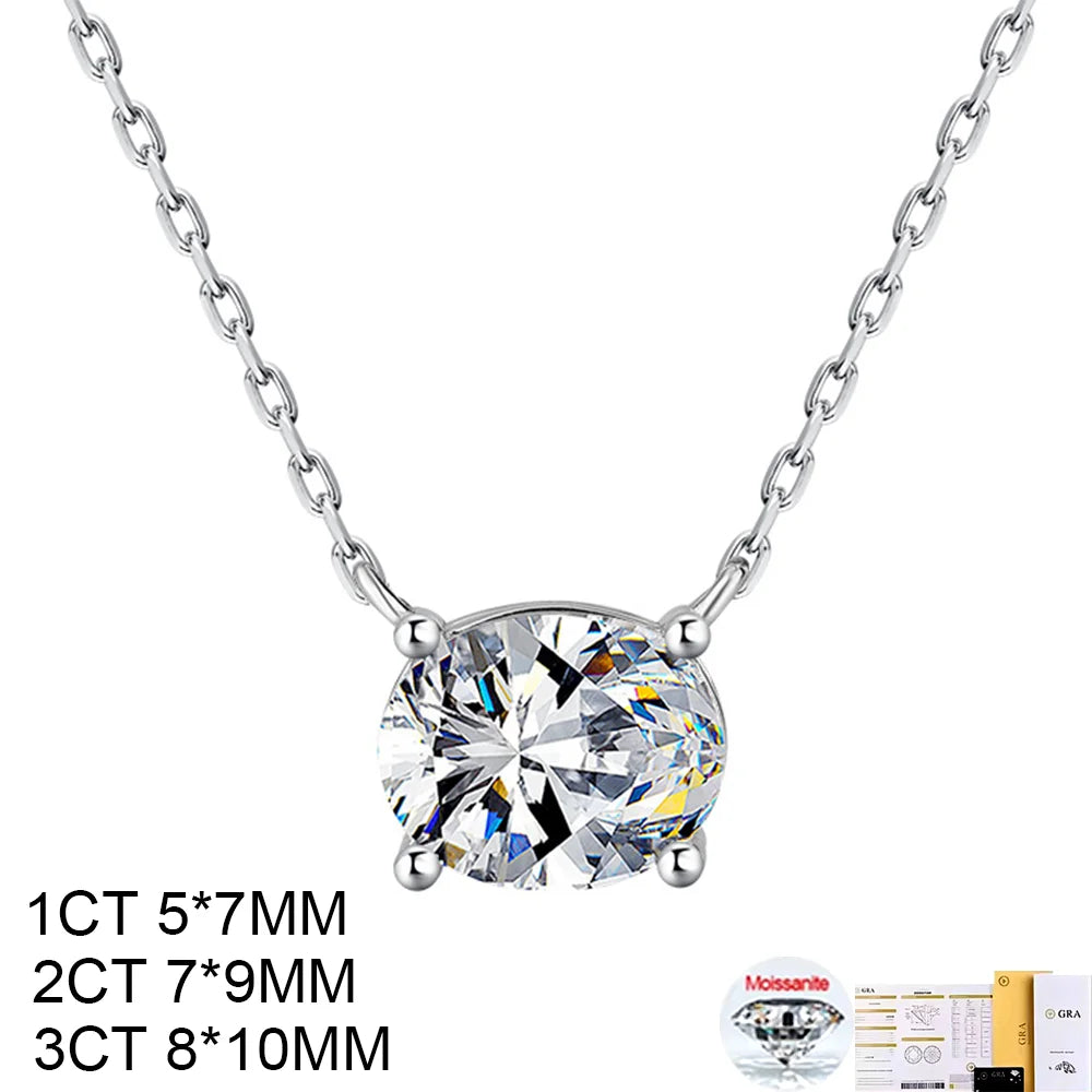COSYA 1-3CT Oval Cut Moissanite Pendant Necklace – S925 Silver & 18K Gold for Women
