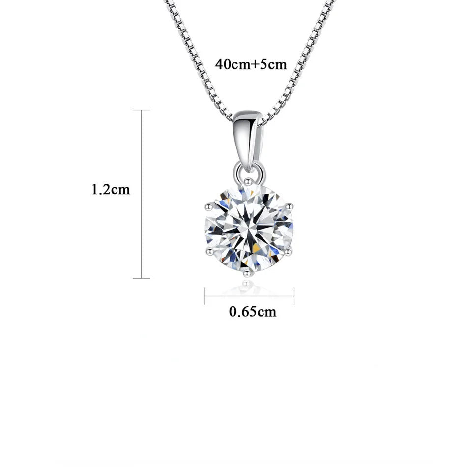 Butterflykiss 1CT Moissanite Pendant Necklace 925 Sterling Silver Bridal Jewelry