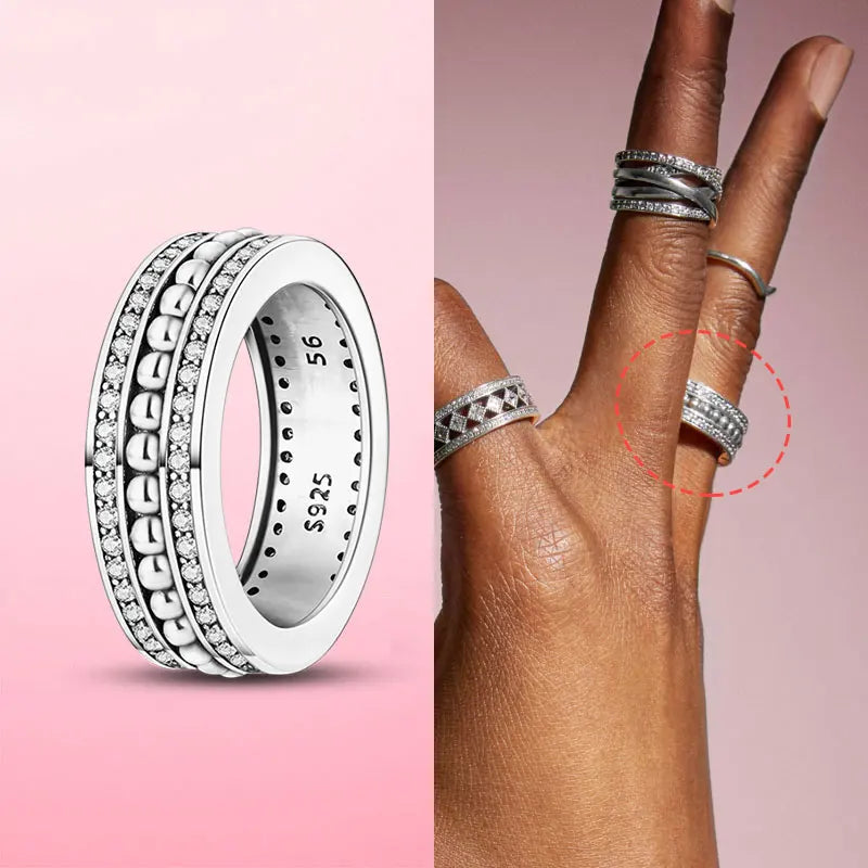 925 Silver Stackable Infinite Heart Daisy Flower Ring for Women | Sterling Silver Brand Jewelry Gift