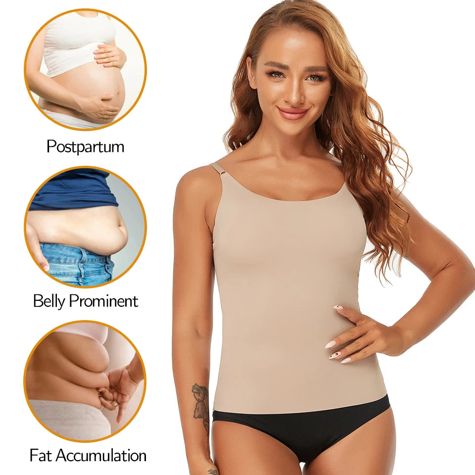 Seamless Shapewear Tank Top Camisole – Women’s Tummy Control Smooth Compression Vest in Nude & Black