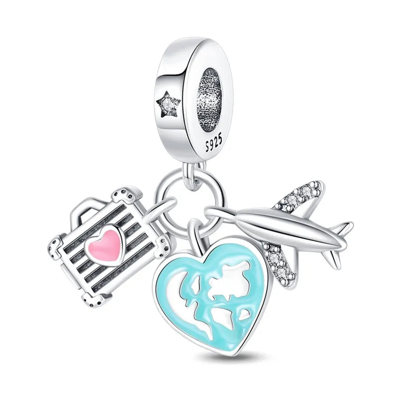 925 Sterling Silver Colorful Luminous Charms | Shell Turtle Star Beads