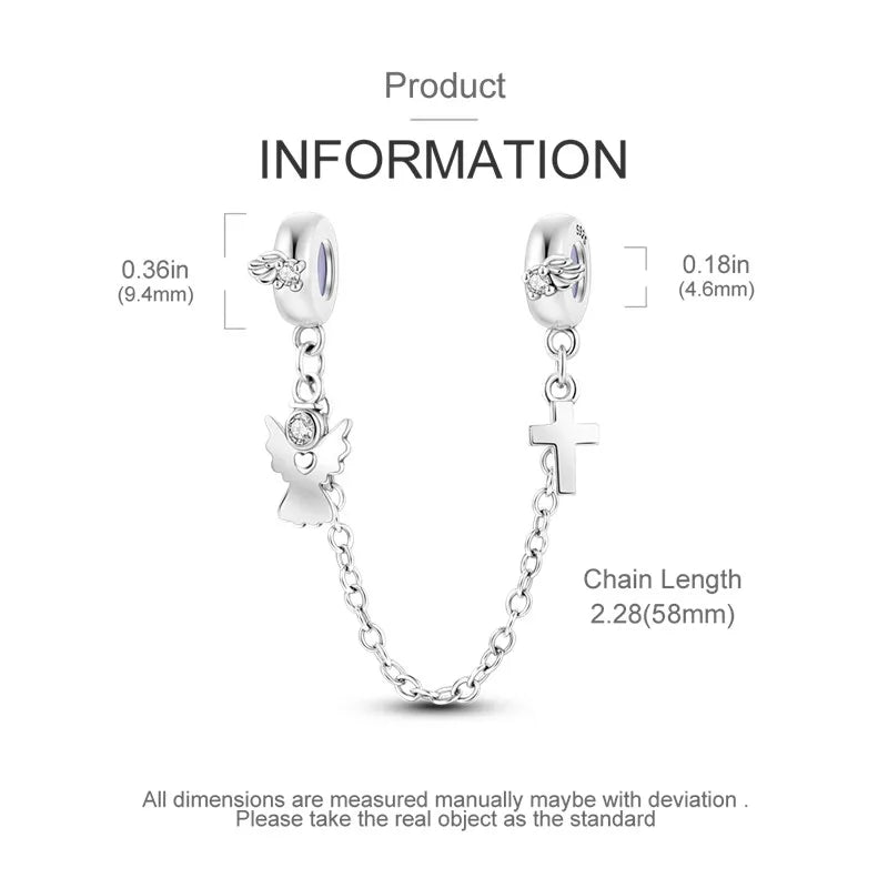 925 Sterling Silver Star Moon Safety Chain Charm | Pandora Fit Jewelry