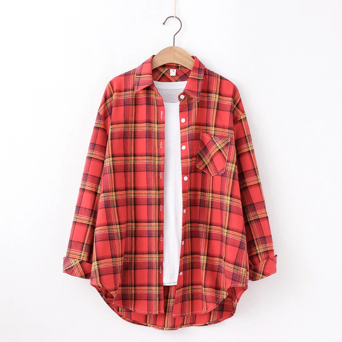 Fresh Flannel Plaid Shirt for Women | 2025 Loose Cotton Long Sleeve Casual Blouse & Top