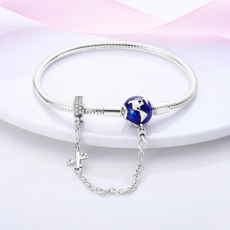 925 Sterling Silver Rainbow Leather Braided Bracelet | Eternal Love Stars & Moon Charm – DIY Women’s Beaded Jewelry Gift