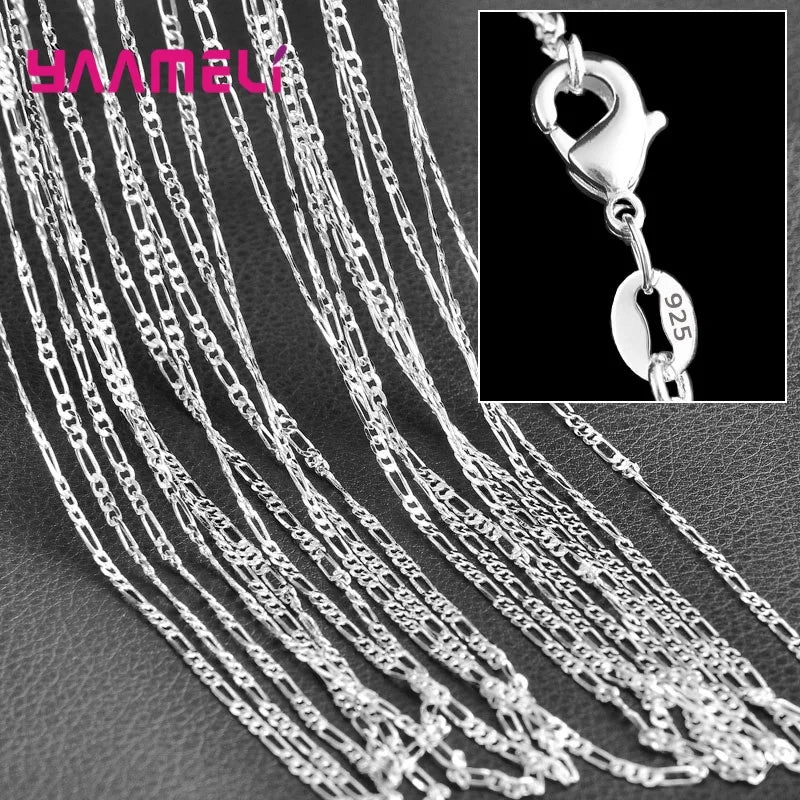 5PCS Authentic 925 Sterling Silver Chain Necklaces | Solid Silver Chains with Lobster Clasps for Men & Women 16–30 Inch