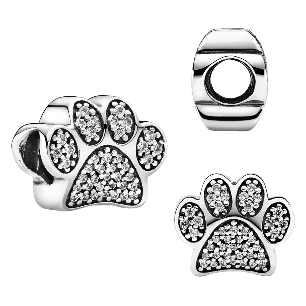S925 Silver Heart-Shaped Cat Paw Charm | Fits Original 925 Bracelet | DIY Women’s Birthday Fine Jewelry Gift