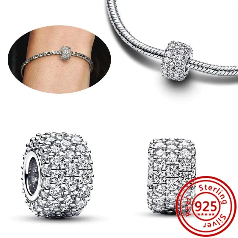 New 925 Sterling Silver Forever Always Love Murano Glass Beads | Sparkling Lucky Charms for Original Pantaro Bracelets DIY Jewelry