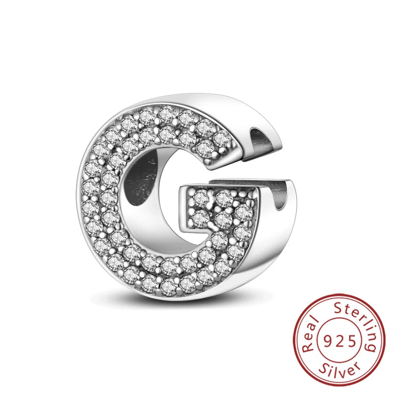 925 Sterling Silver A–Z Alphabet Letter Charms | 26 Letters Beads Fit Original Bracelet DIY Jewelry Making Gift