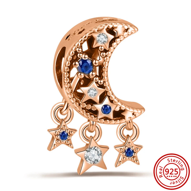 925 Silver Golden Bees & Yellow Roses Dangle Charm | Fit Original Bracelet Jewelry Gift