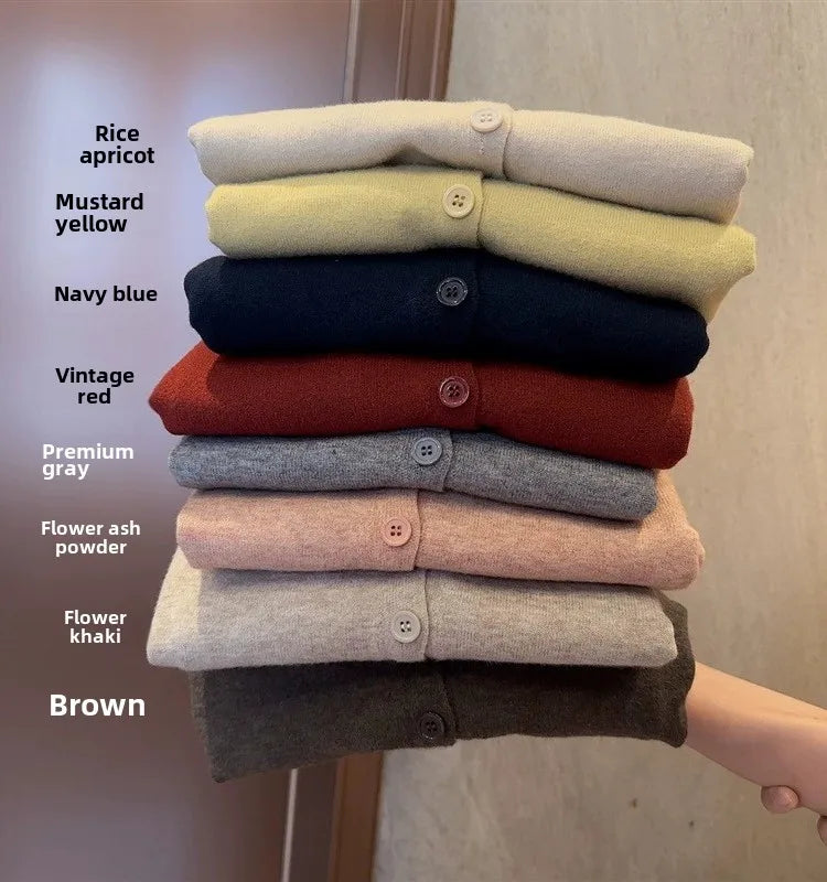 Soft Woolen Knitted Cardigan for Women – Loose Fit V-Neck Korean Style Sweater Jacket, Spring 2024 Outerwear