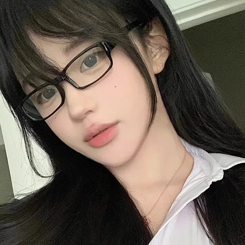 Japanese Korean Small Square Frame Glasses for Women – Retro Harajuku Clear Reading & Blue Light Blocking Eyewear
