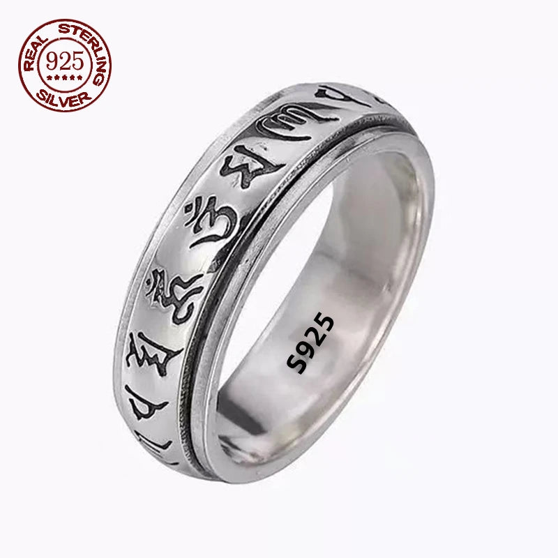 Simplicity Vintage S925 Sterling Silver Viking Ring – Rotatable Woven Pattern Unisex Jewelry Gift