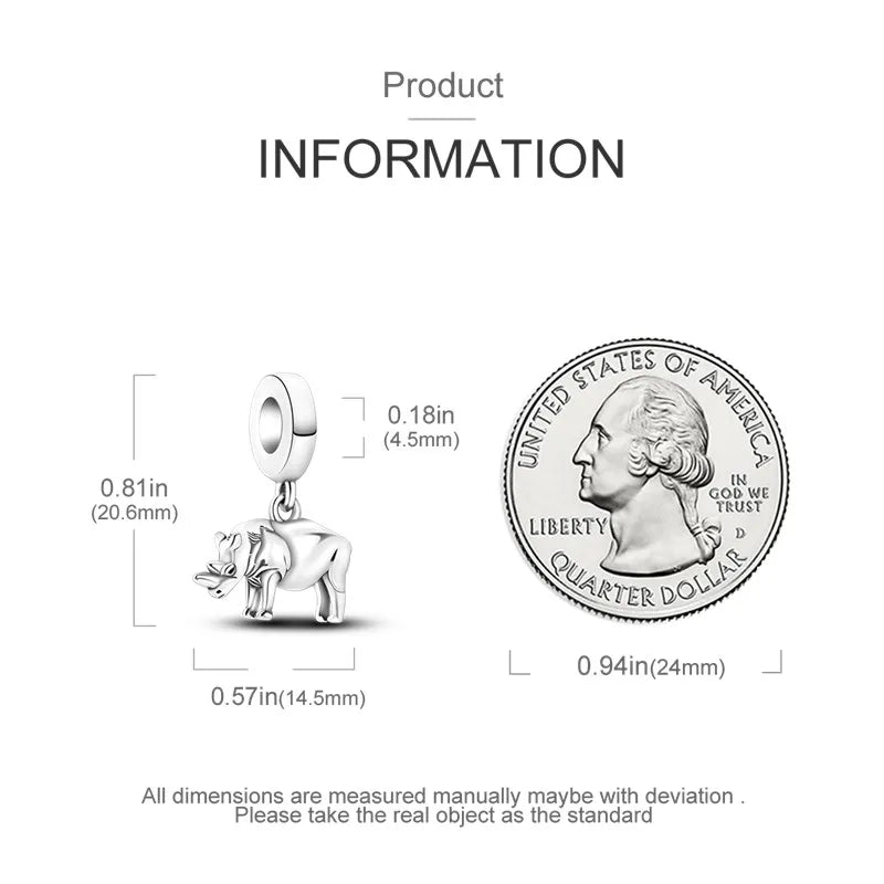 925 Sterling Silver Animal Series Charms | Horse, Squirrel, Elephant, Llama, Snake & Fox Fit Pandora Bracelet Original Jewelry