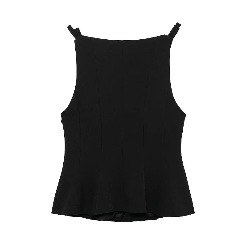 MUJER White & Black Sleeveless Tops | Women’s Off-Shoulder & Pleated Casual Tank 2025