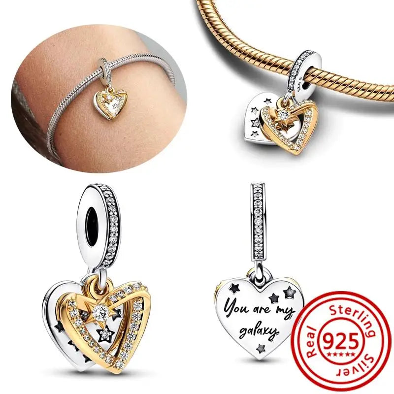 New 925 Sterling Silver Forever Always Love Murano Glass Beads | Sparkling Lucky Charms for Original Pantaro Bracelets DIY Jewelry