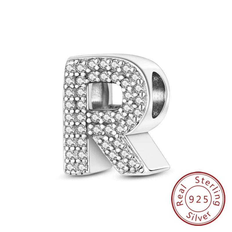 925 Sterling Silver A–Z Alphabet Letter Charms | 26 Letters Beads Fit Original Bracelet DIY Jewelry Making Gift