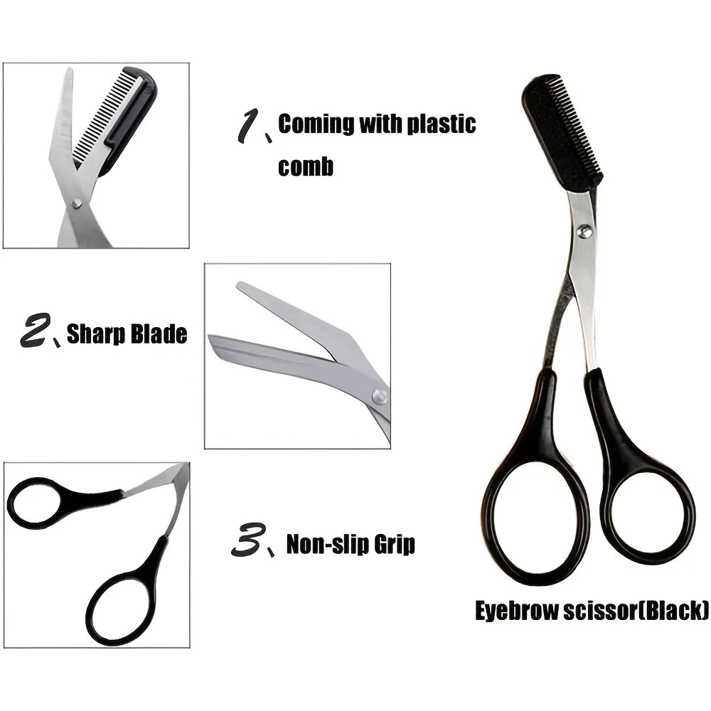 4pcs Women’s Facial Hair Removal Kit | Stainless Steel Eyebrow Shaping & Beauty Tool Set