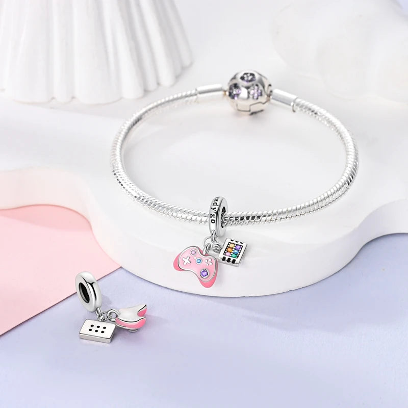 925 Sterling Silver Funny Playable Charms Beads | Smart Watch Tarot Bike Travel Dangle Fit Pandora Bracelet DIY Jewelry